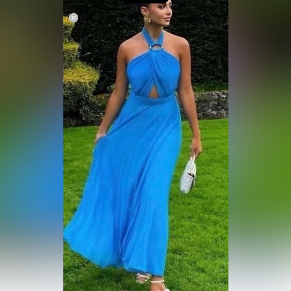 Zara turquoise halter ring Maxi Dress NWT!